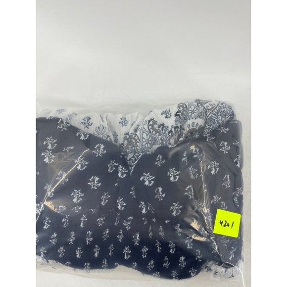 Aeropostale Women's Blue White Floral Sleeveless Knit Tunic Top Shirt Medium - Picture 12 of 12